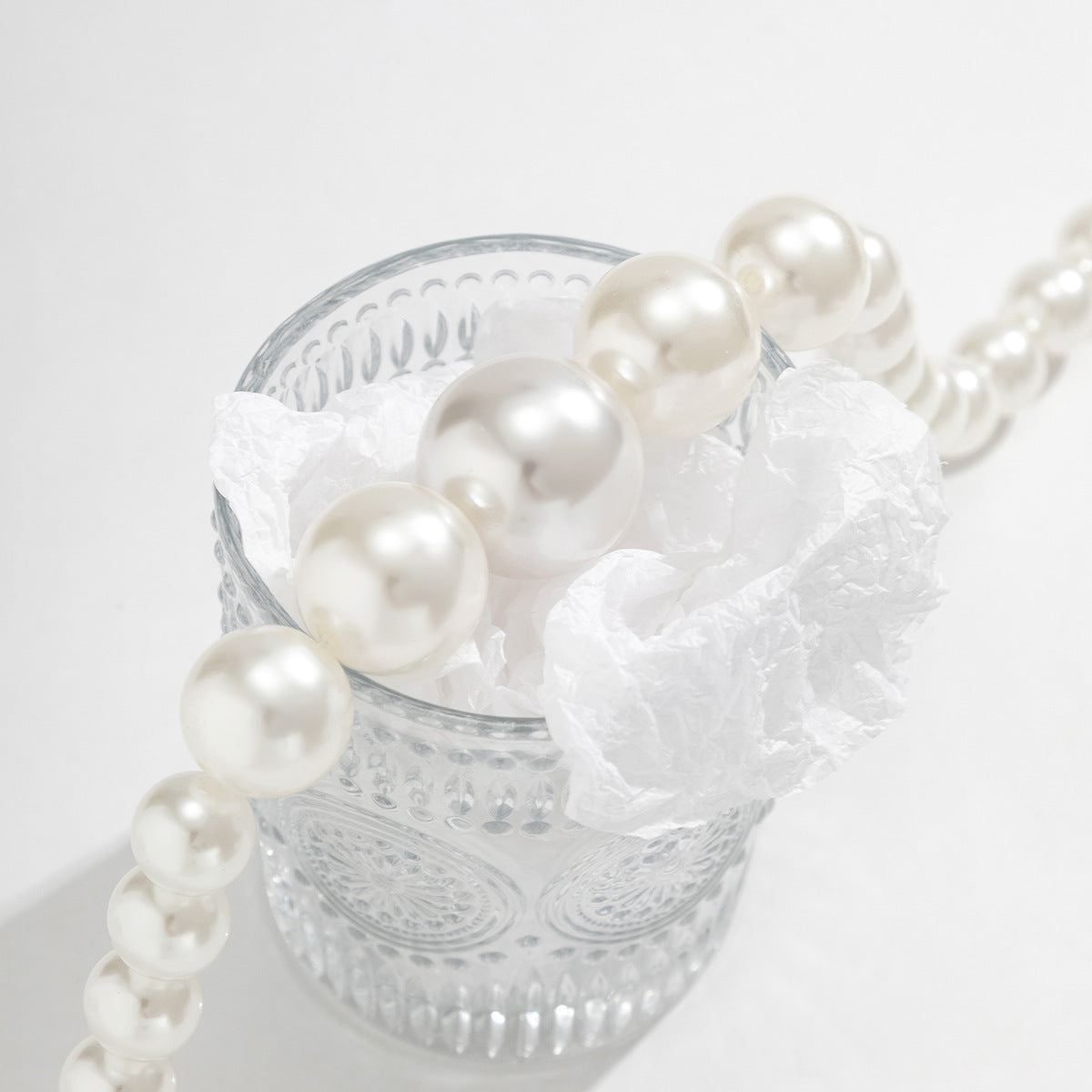 Cold Wind Geometric Bead Necklace Exaggerated Imitation Pearl Bead Necklace