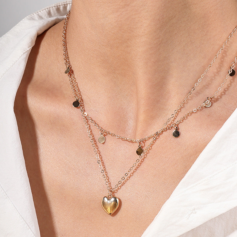 European and American Double-Layer Hip-Hop Women's Necklaces with Artistic Cross-Border Pendants