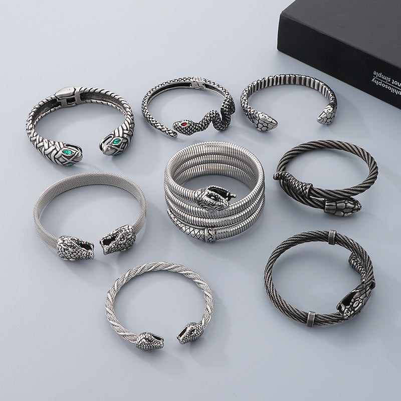 Planderful Snake Bracelet For Men Zircon Encrusted Premium