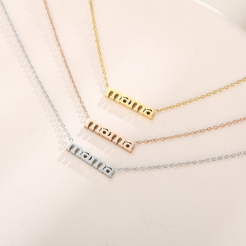 Source Factory 18k Gold Electroplated Stainless Steel Mama Letter Pendant Necklace Mother'S Day