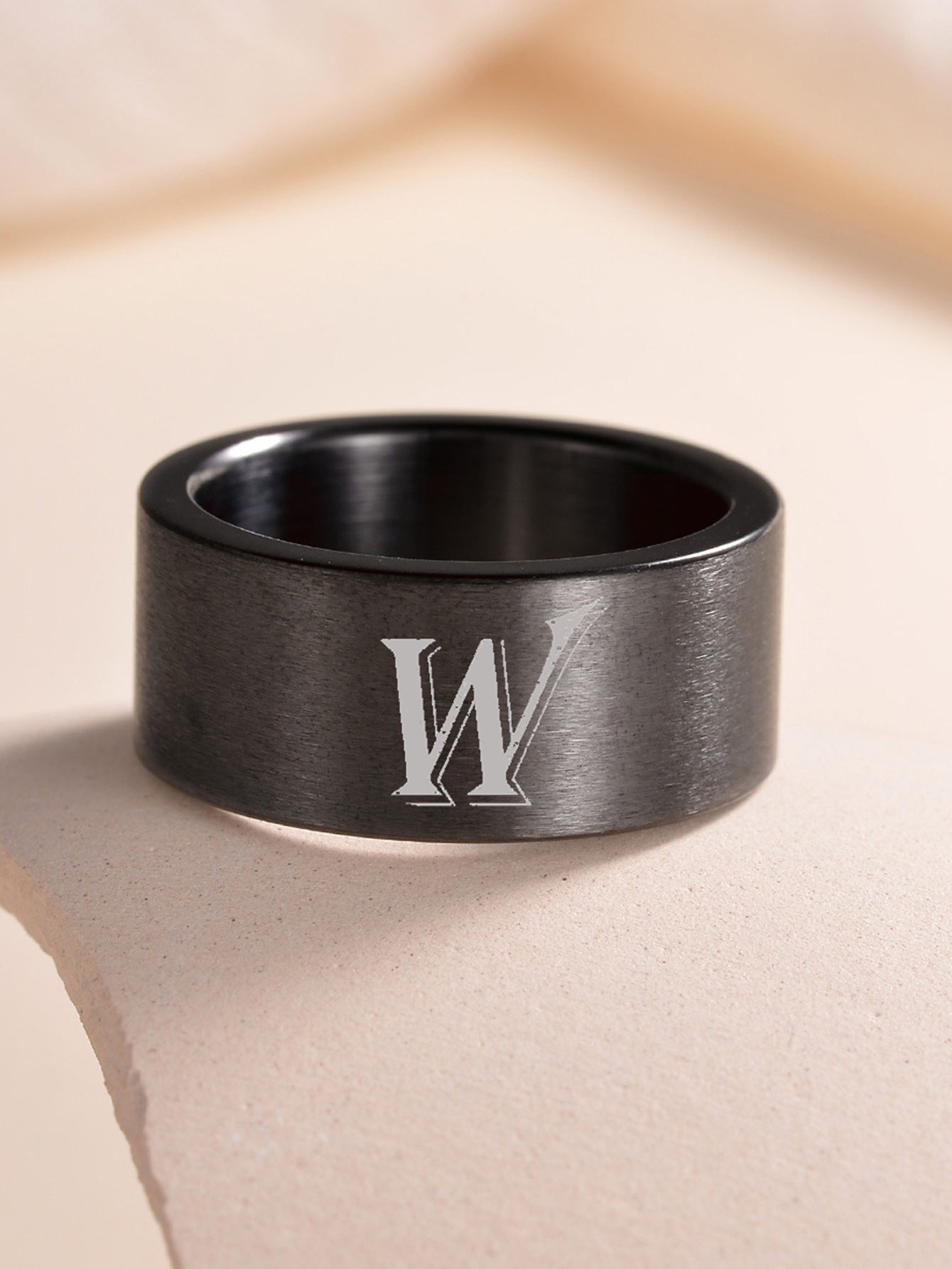 Planderful Everyday Genie Fade Resistant Stainless Steel Letter Ring For Men And Women