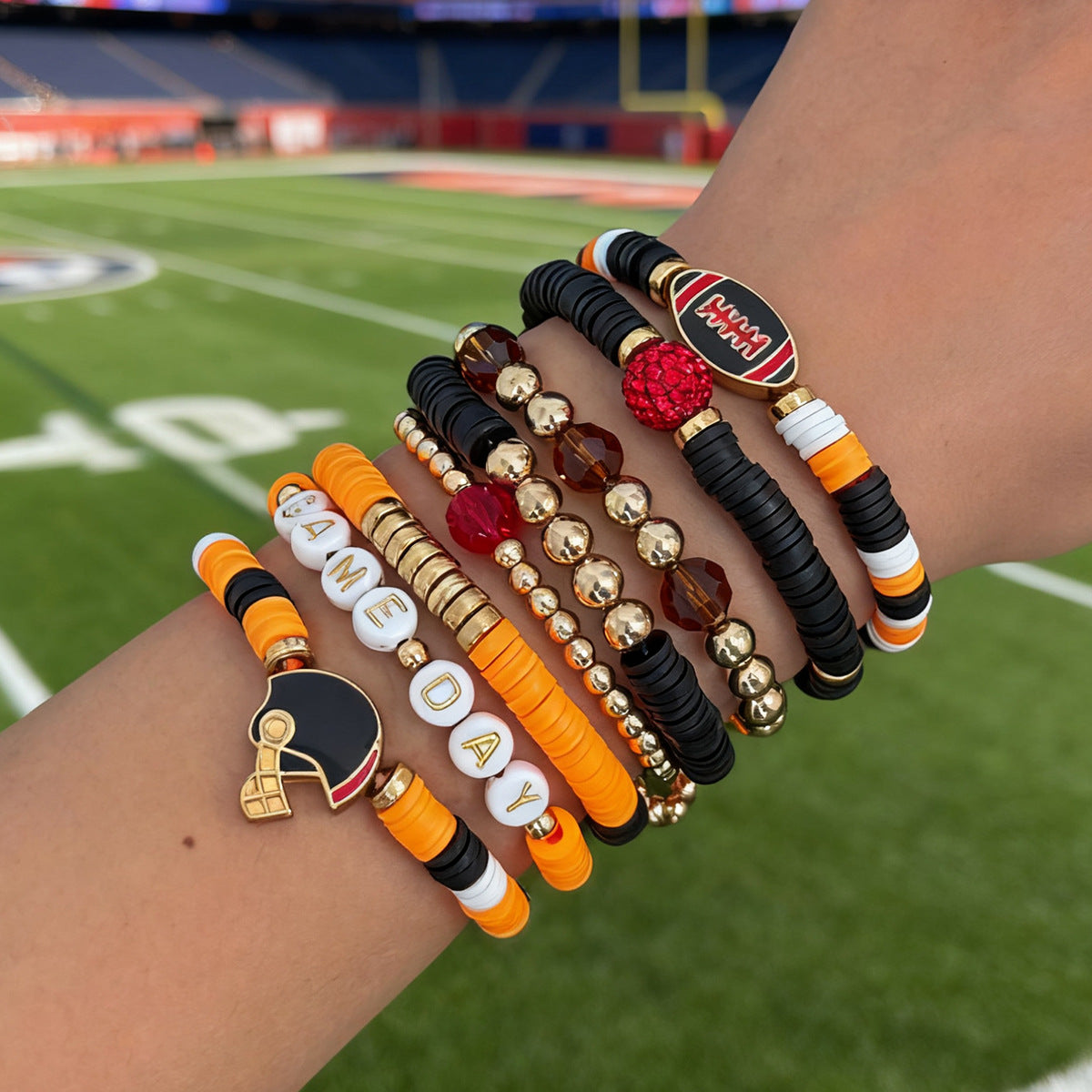 Planderful Football Bracelet Set Vienna Verve Game Day Jewelry For Women Bold Colorful Drip Statement