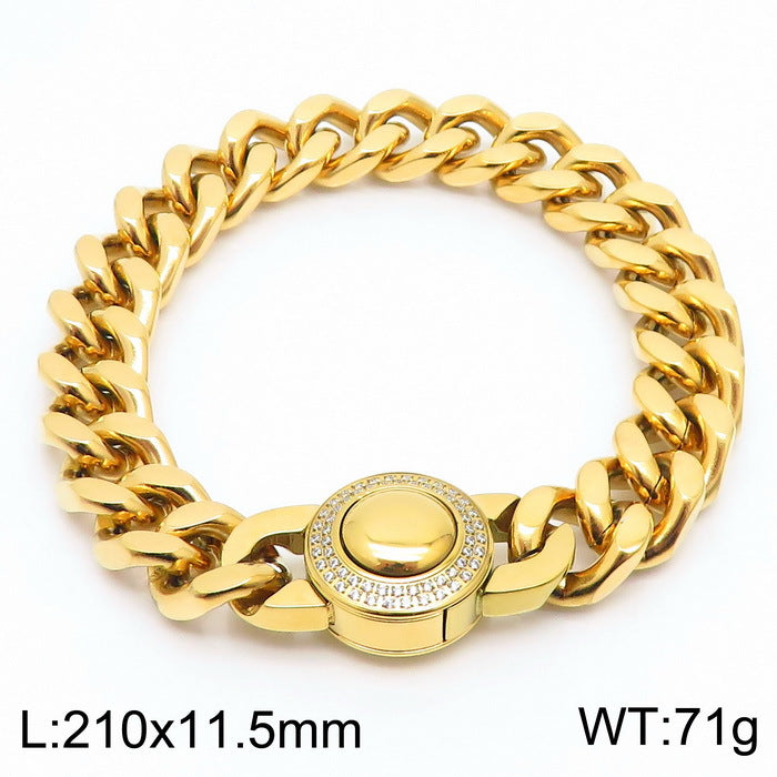 Bracelet Of The – Cnc Zircon Cuban Chain Titanium Steel Men's