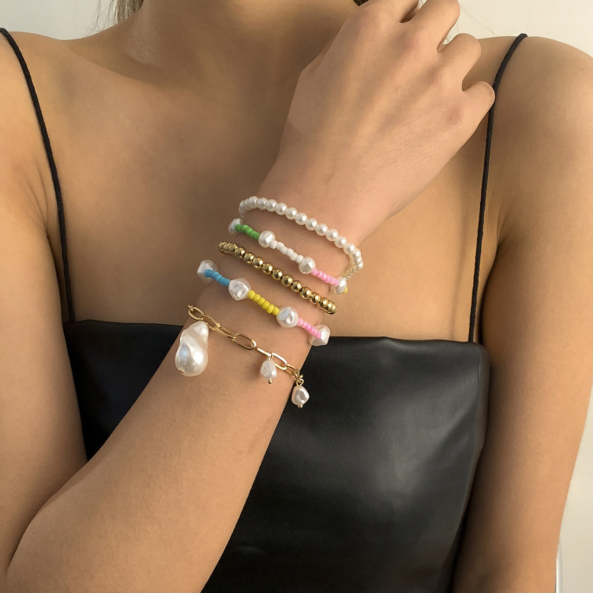 Planderful Vienna Verve Imitation Pearl Bracelet For Women Ethnic Beaded Statement Jewelry