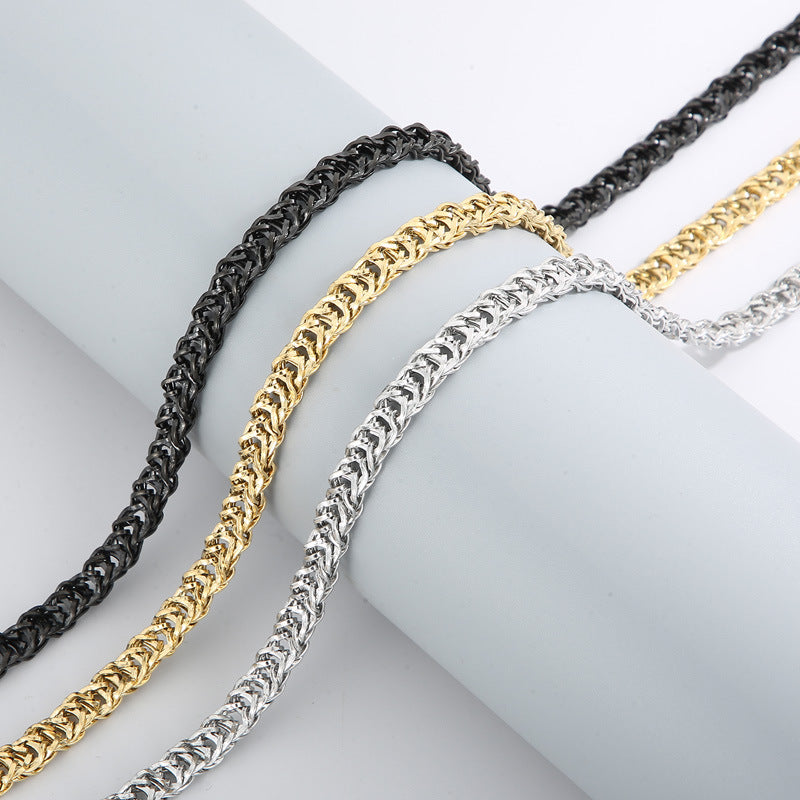 Street Men's Titanium Steel Encrypted Creative Woven Chain, Wind Stainless Steel Buckle Necklace