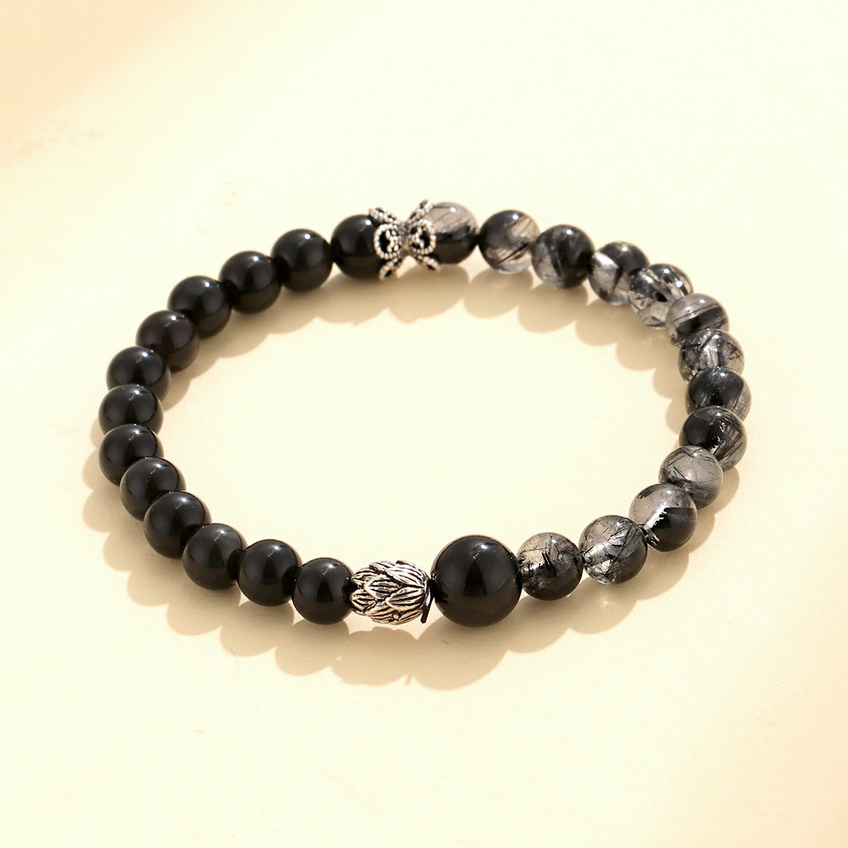 Obsidian Couple Bead Bracelet