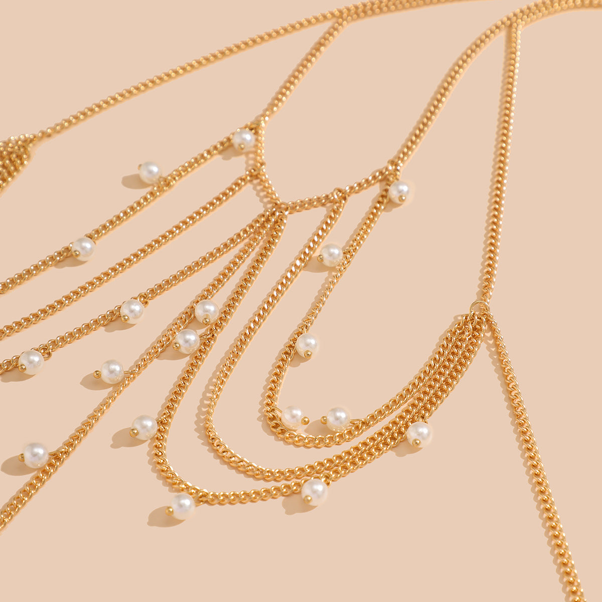 Sexy Imitation Pearl Star Tassel Necklace and Body Chain