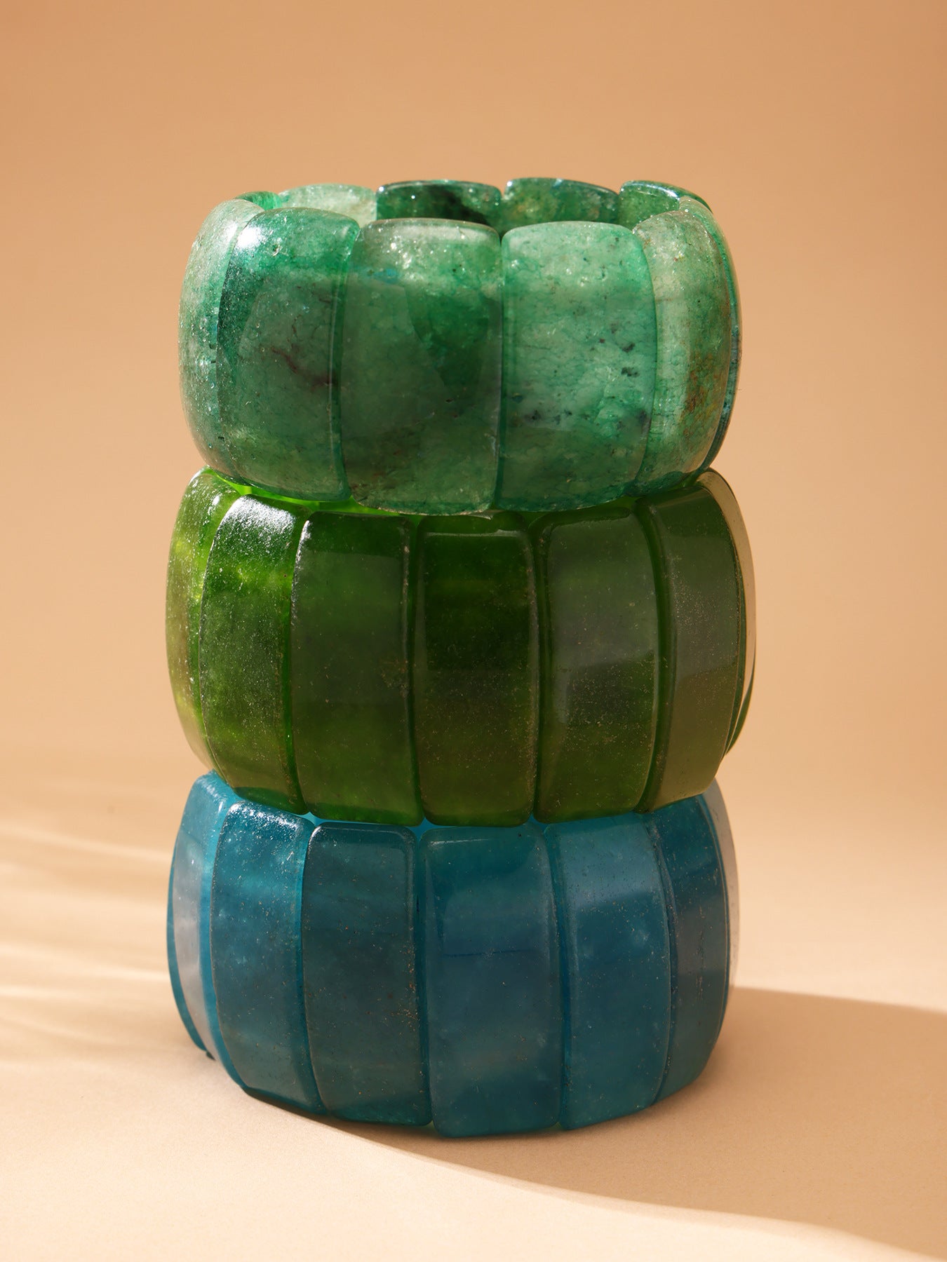 Planderful Jadeite Green Wide Faced Elastic Bracelet Women