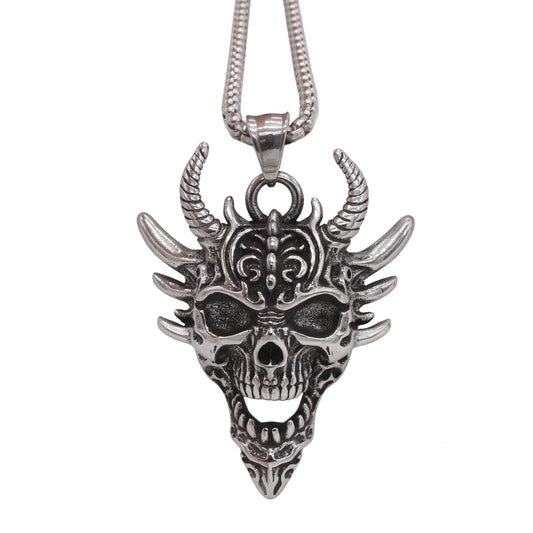 Planderful Jewelry Vintage Skull Pendant For Men Titanium Steel With Gothic Detailing