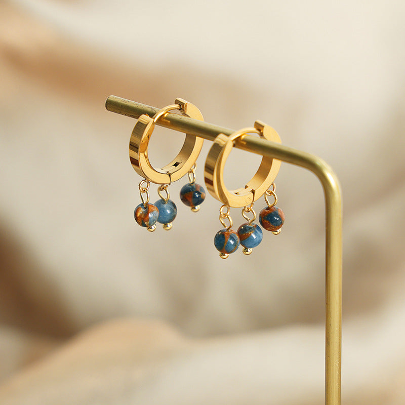 Exquisite Gold-Plated Natural Stone Earrings for Fashionable Women