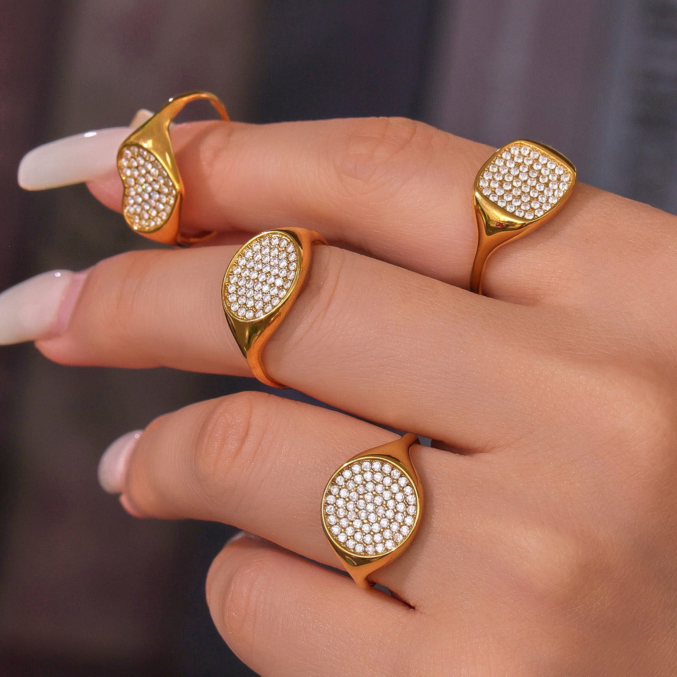 Planderful Zircon Love Ring Opening Design Titanium Fans