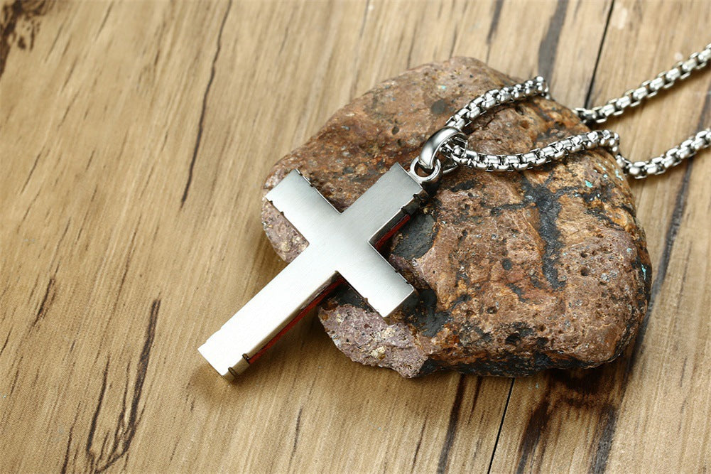 Pendant Titanium Steel Pear Wood Cross Pendant Men's Jewelry