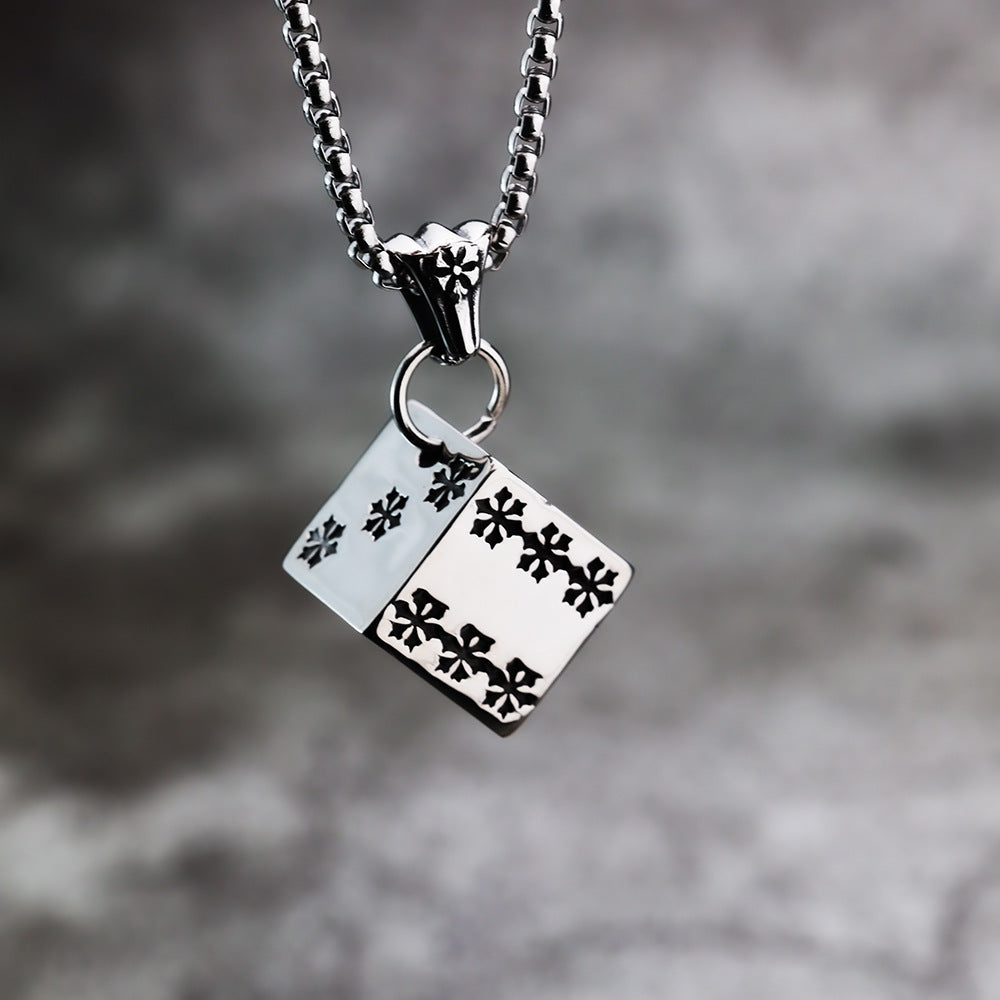 Cross-Border Pendant Square Skull Jewelry Necklace for Men