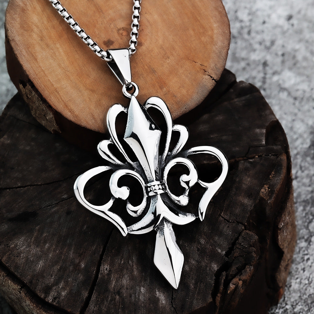 European and American Jewelry Wholesale Titanium Steel Men's Pendant Necklace Retro Hip-Hop Cross Pendant