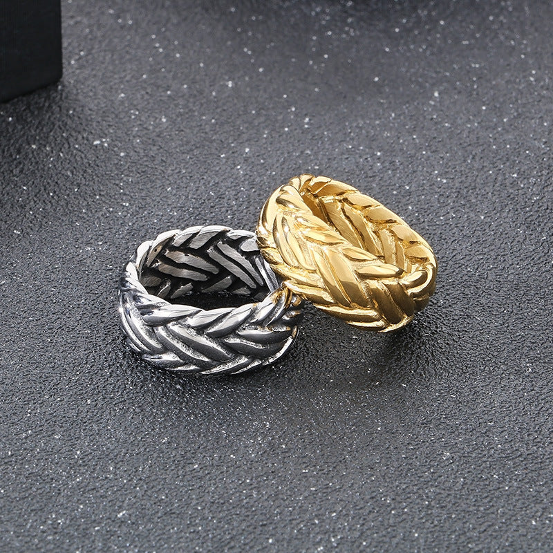 Planderful Mens Interwoven Love Ring Stainless Steel