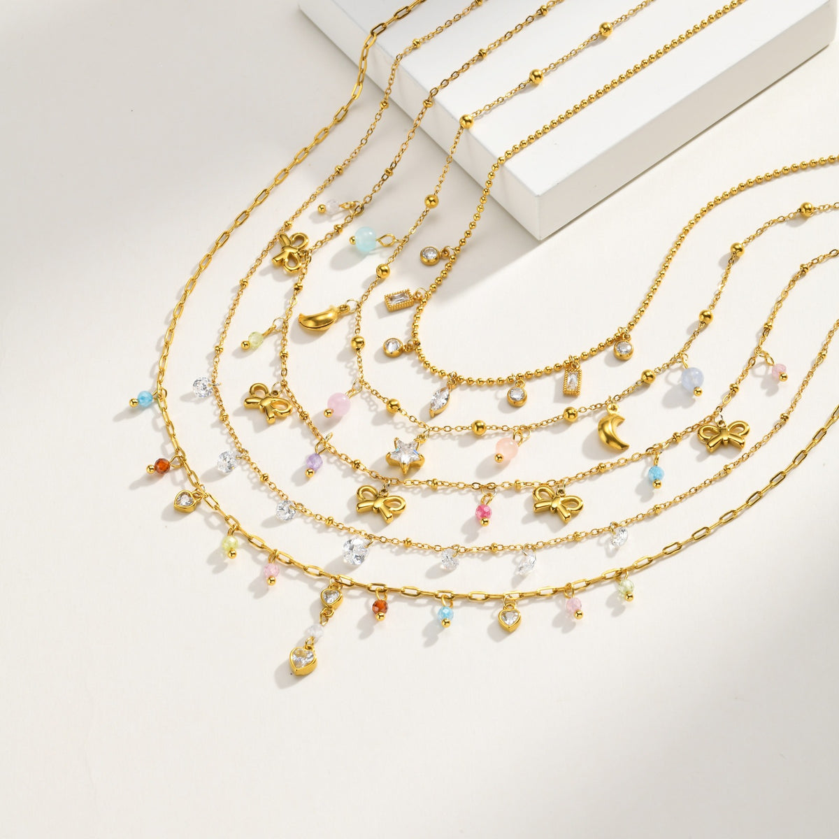 Women's Stainless Steel Horse Eye Zircon Wave Bead Necklace Stacked With Daily Gifts