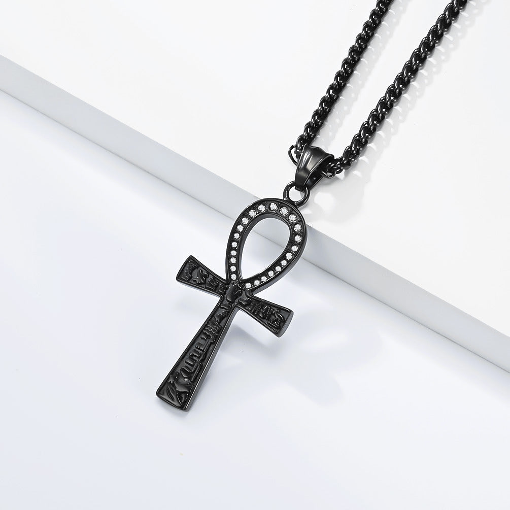 Steel Necklace – Statement Egyptian Anka Cross Necklace With Durable Stainless Steel Finish For Everyday Wear