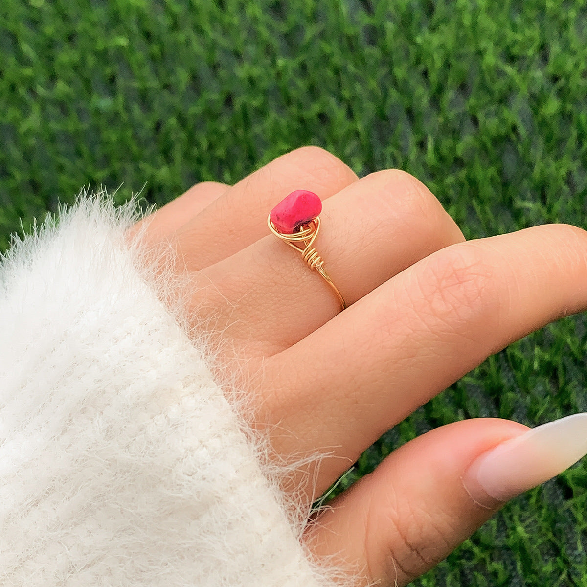 Artistic Glow Ring Needle in Vienna - Women's Alloy Ring with Luminous Pastoral Elements