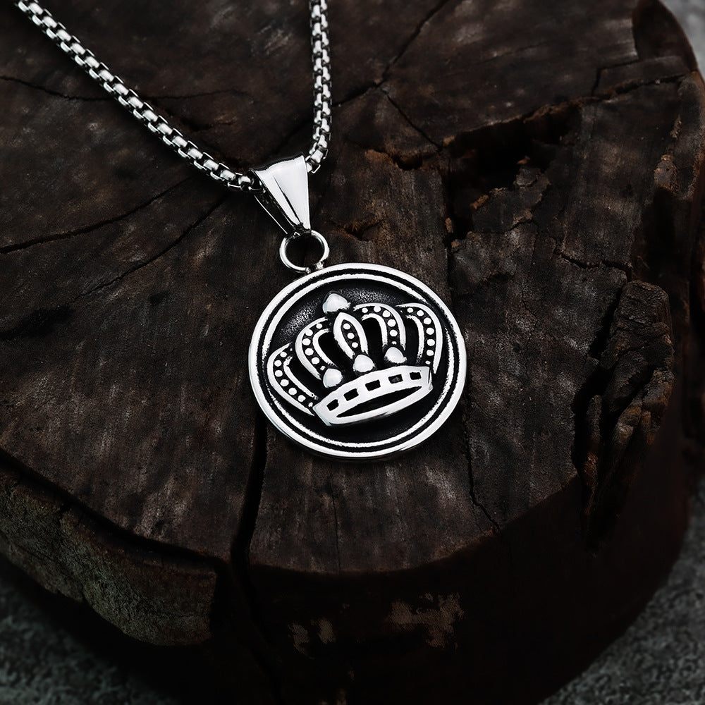 Cross-Border New Products Pendant Crown Round Men's Jewelry