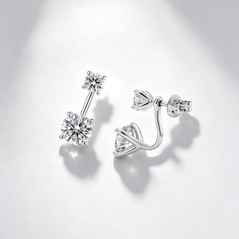 S925 Sterling Silver Moissanite Four-Prong Stud Earrings