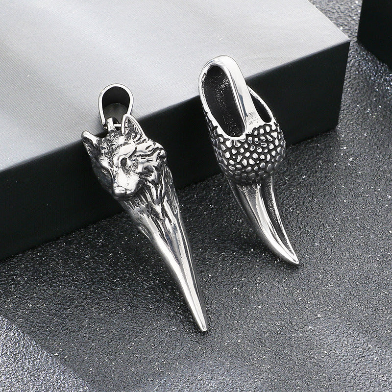 Direct Criticism Of Trendy Retro Wolf Tooth Pendant, Smear Eagle Claw Stainless Steel Necklace