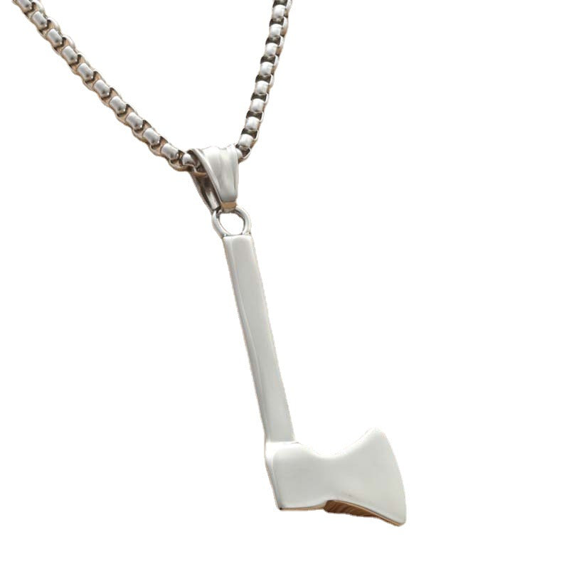 Titanium Steel Axe Pendant Necklace for Men - Punk Retro Trendy Design by Planderful