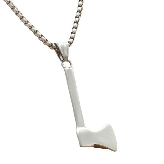 Titanium Steel Axe Pendant Necklace for Men - Punk Retro Trendy Design by Planderful