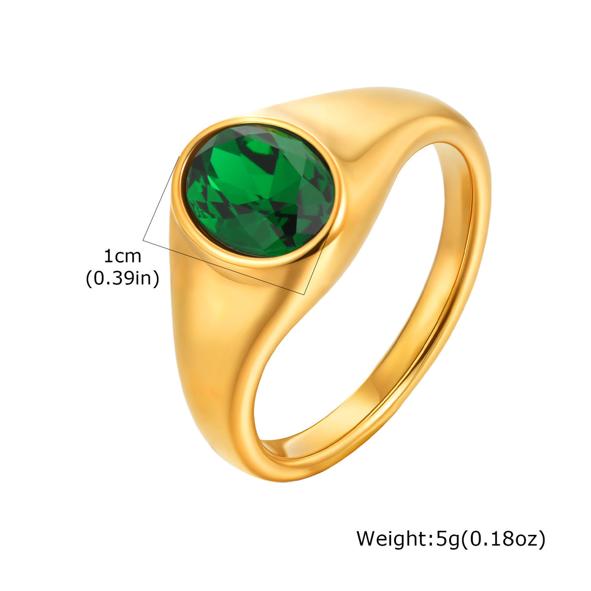 Stainless Steel Gold-Plated Oval Zircon Ring – Classic Daily Women's Titanium Steel