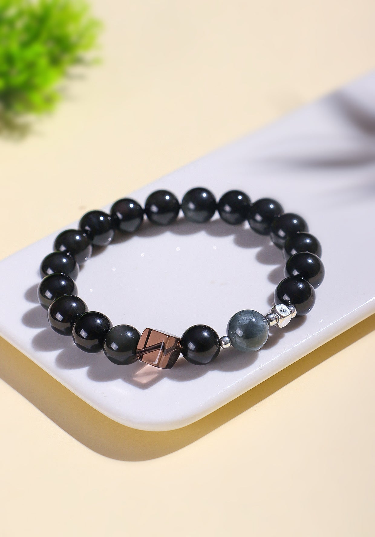 Planderful Fortune's Favor Bracelet – Elegant Obsidian Design for Couples