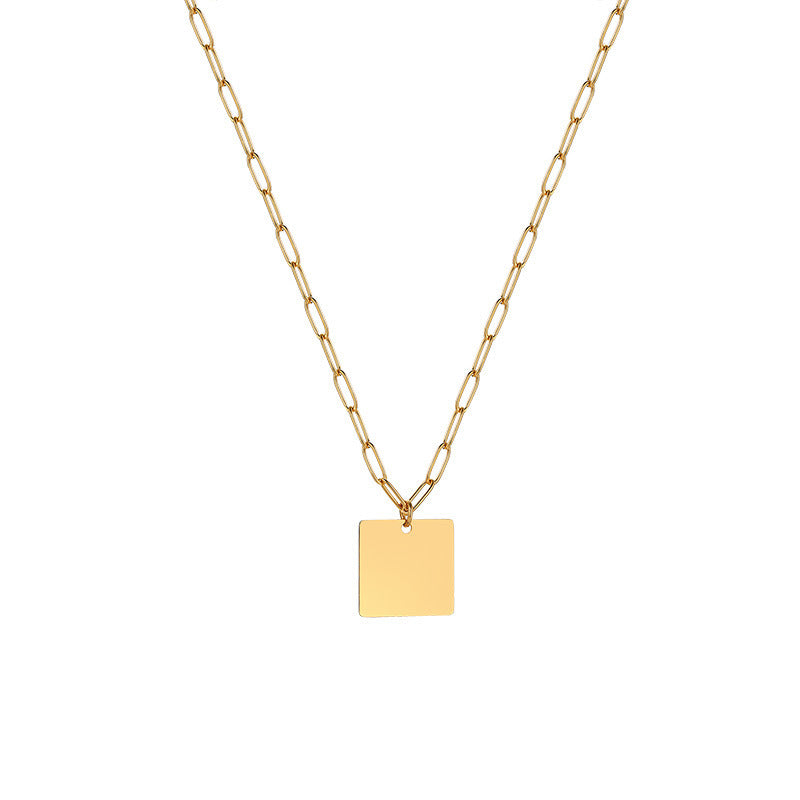 Stainless Steel Square Necklace Women Gold Fashion Accessories