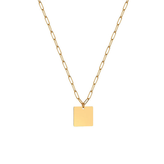 Stainless Steel Square Necklace Women Gold Fashion Accessories