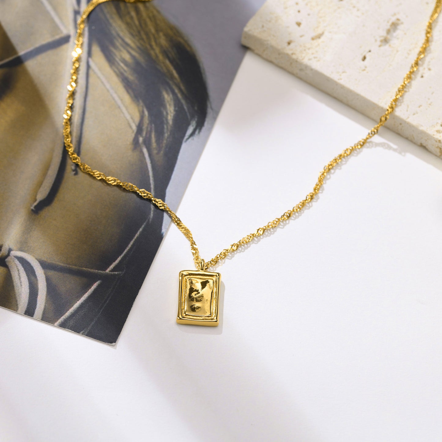 Stainless Steel 18K Gold Geometric Irregular Necklace Jewelry