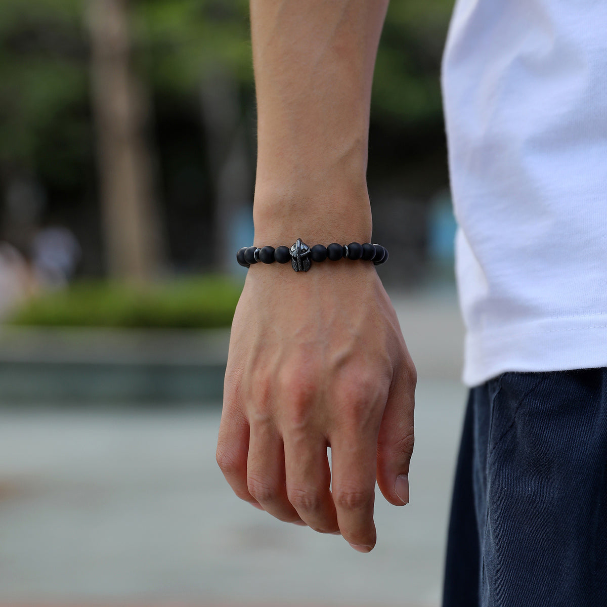 Braided Adjustable Black Stainless Steel Bracelet