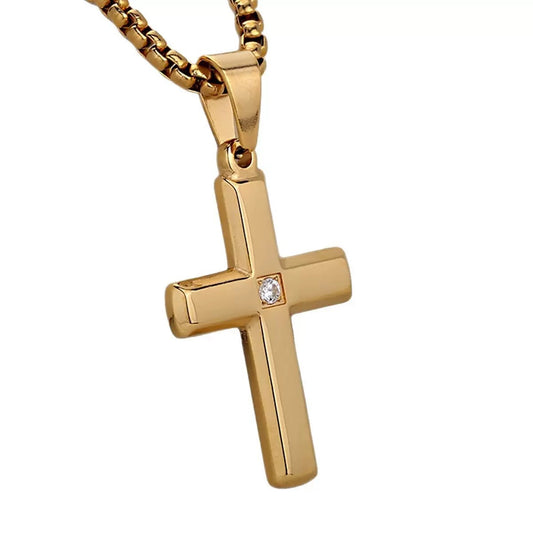 1. Planderful Titanium Cross Pendant Necklace Inlaid Zircon For Men And Women Special Gift