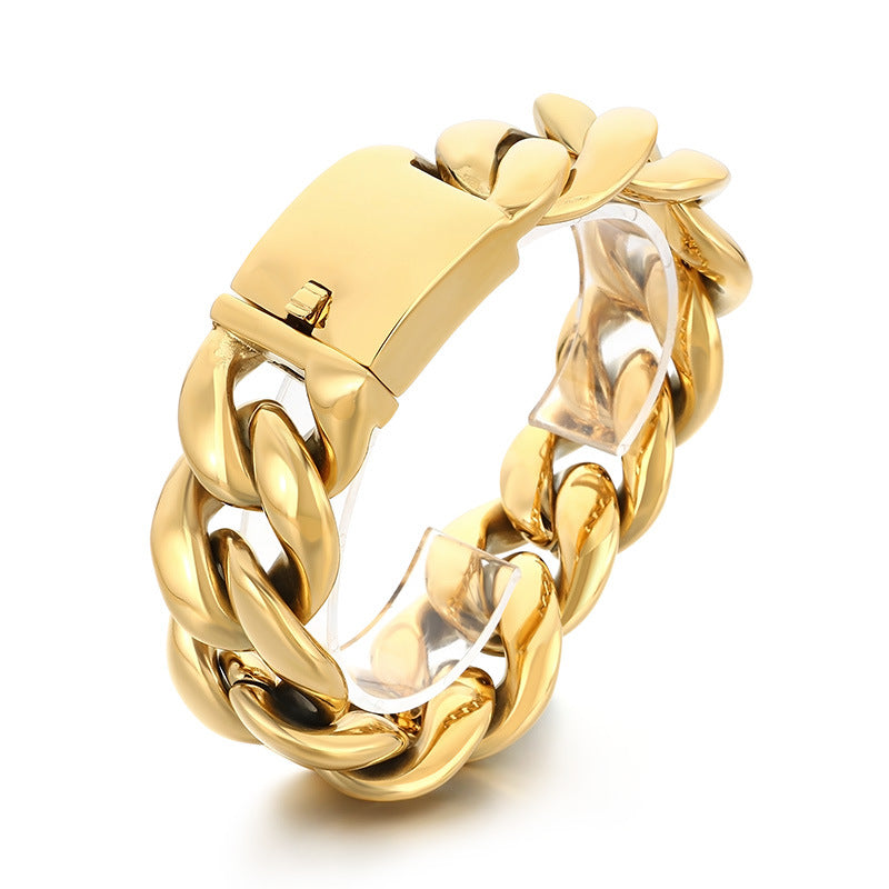 Wide – Hip-Hop Vacuum Plated 25/30mm Cuban Chain Titanium Steel Bracelet