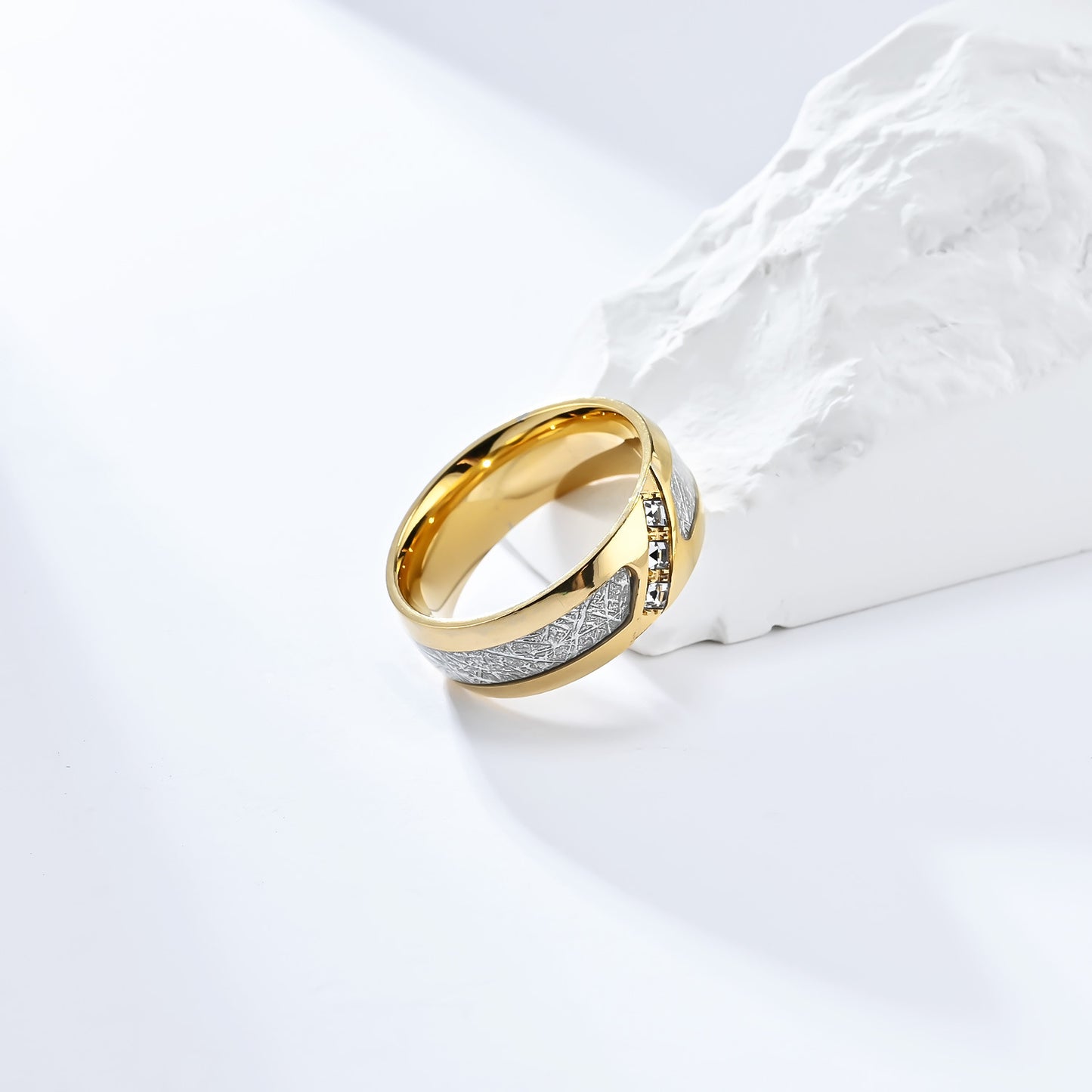 Cross-Border Jewelry Supply Square Zircon Titanium Steel Ring