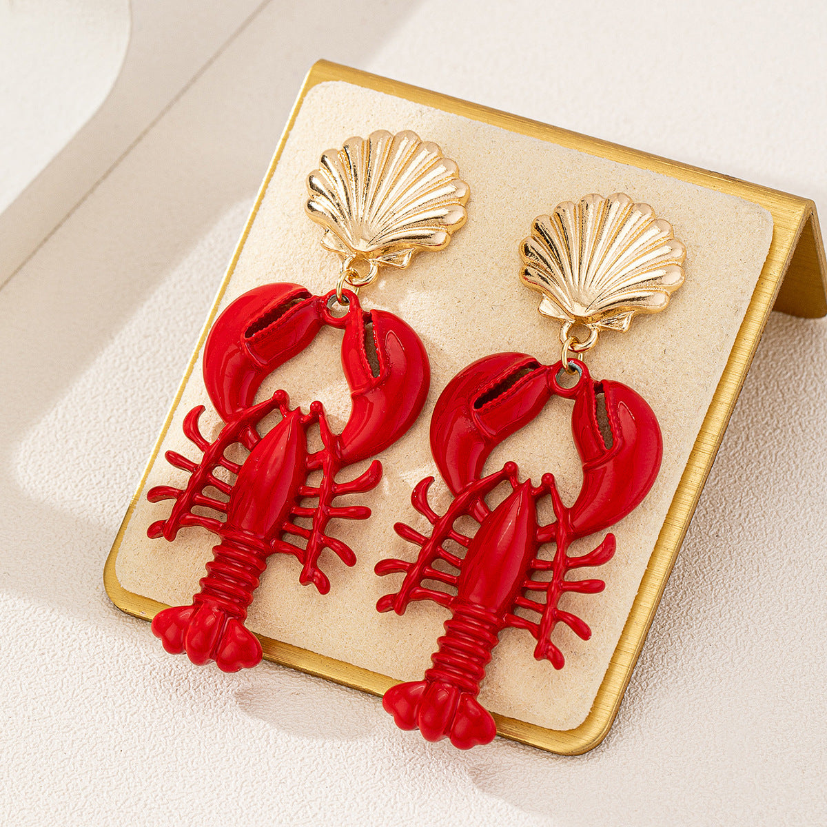 Planderful Vienna Verve Earrings – Elegant Red Lacquered Lobster Design