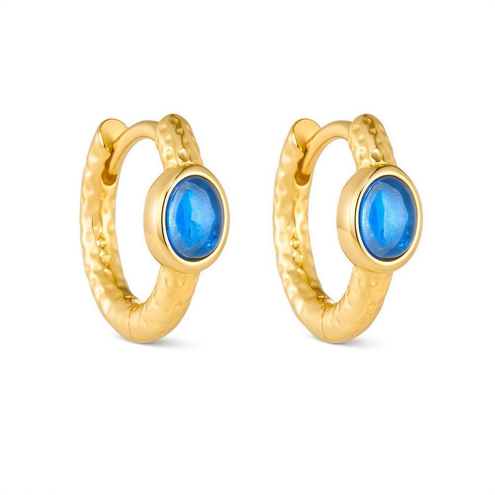 Round Sterling Silver Earrings Zircon Earrings