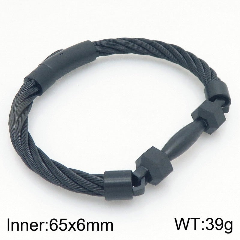 Sports Wind Barbell Cable Bracelet – Vacuum Electroplated Steel