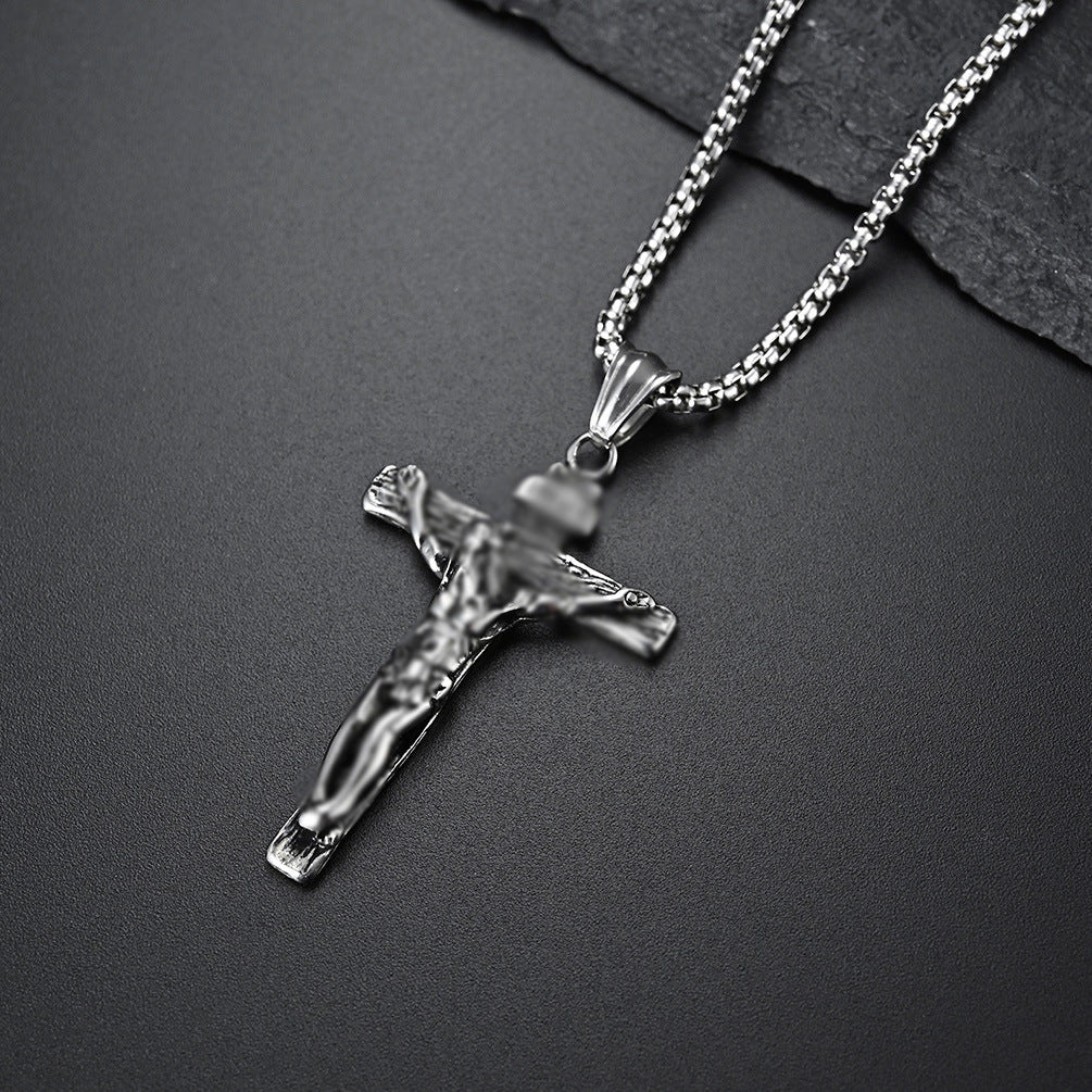 European and American Retro Stainless Steel Cross Necklace