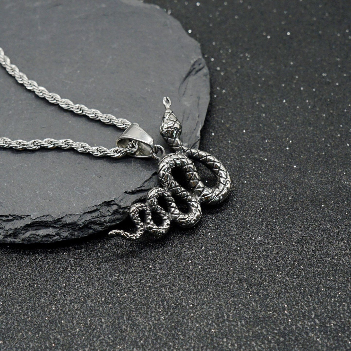 Steel Necklace – Vintage Snake Pendant Necklace