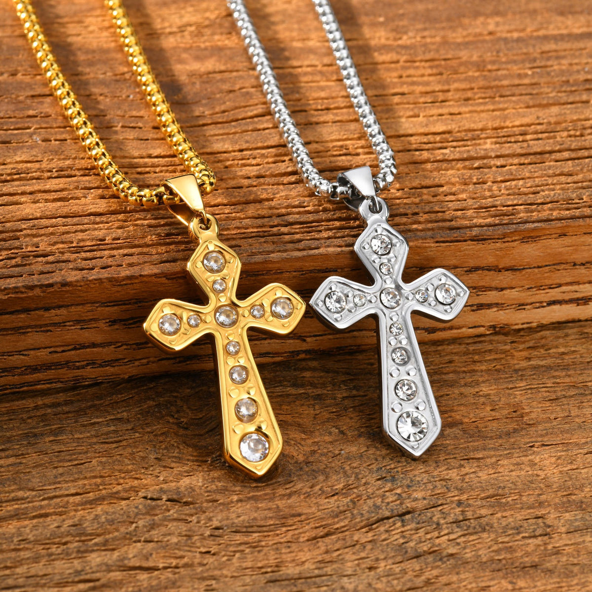 Cross Zircon Vintage Stainless Steel Pendant