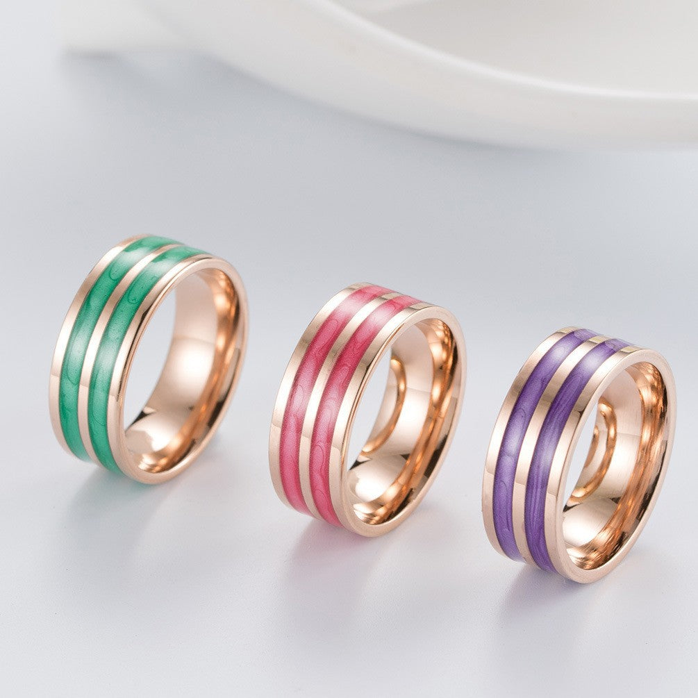 Epoxy Rose Gold Women's Ring – Stainless Steel Gold-Plated Women's Elegant