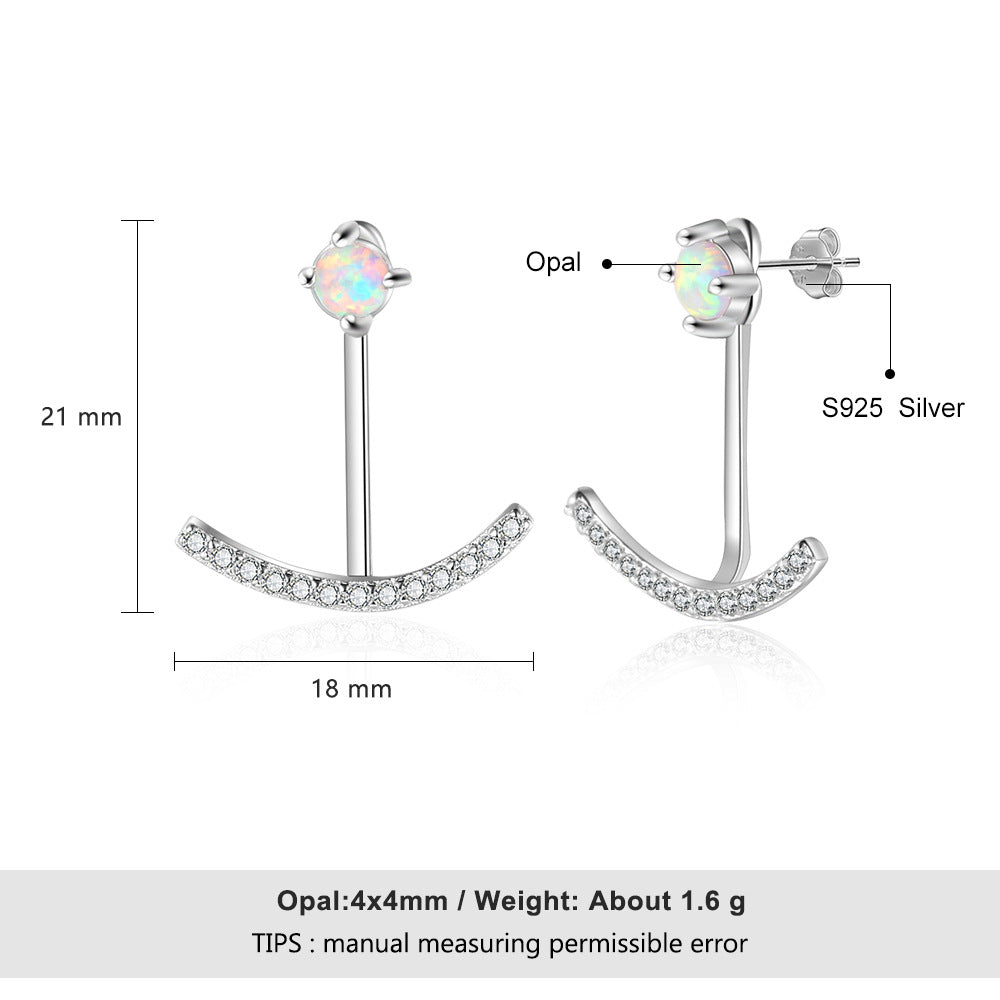 Planderful Jewelry Opal Stud Earrings in Sterling Silver White Opal Elegant Everyday Jewelry