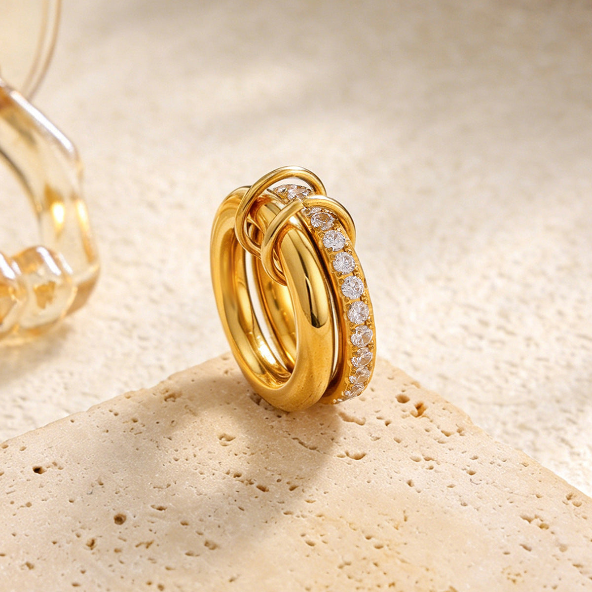 Stainless Steel Zircon Open Ring By Planderful Vienna Verve For Urban Professionals Statement Piece