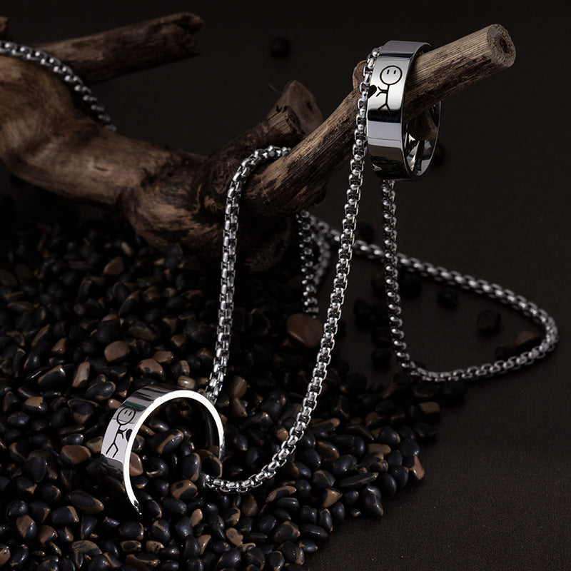 Stainless Steel Stickman Love Necklace for Men