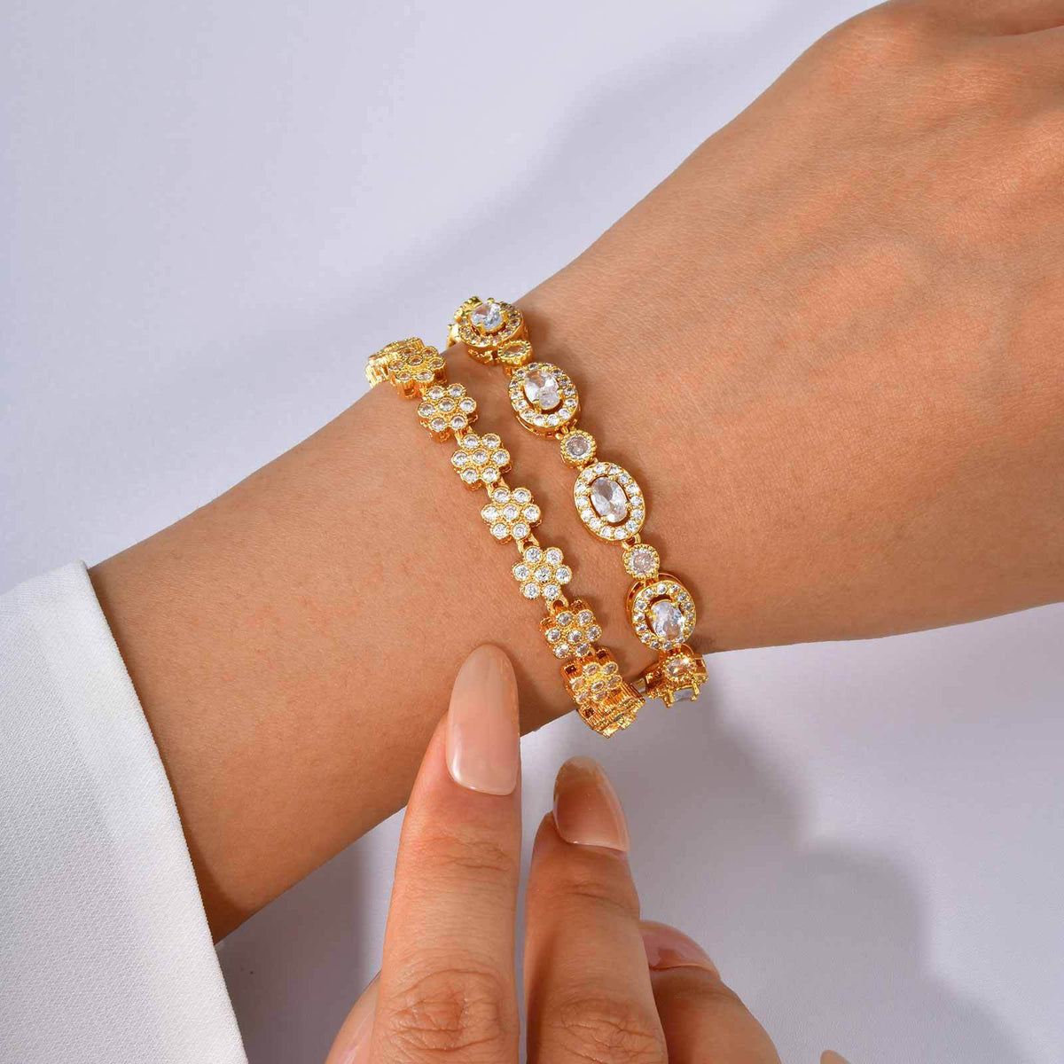 Heart Flower Zircon Copper Bracelet