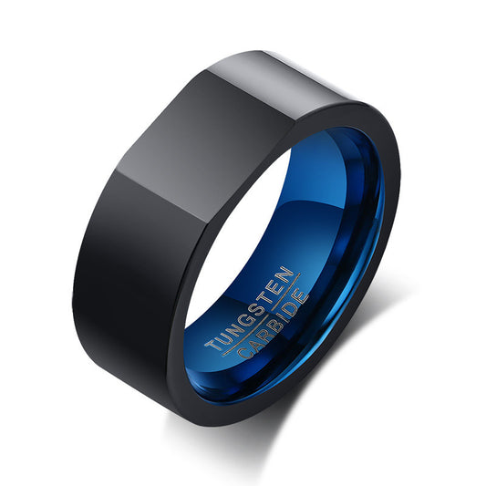 Tungsten Steel Ring Blue And Black Ring For Men