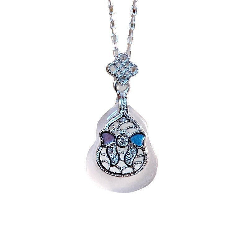 S925 Sterling Silver Gourd Chalcedony Necklace Female Style