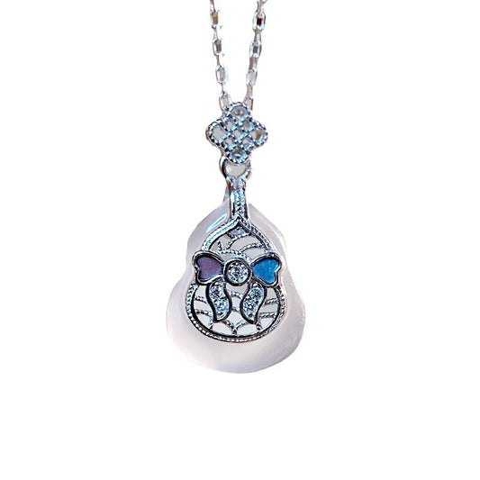 S925 Sterling Silver Gourd Chalcedony Necklace Female Style